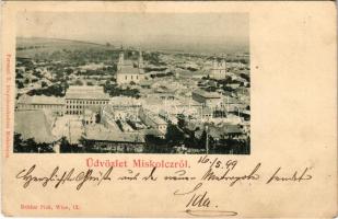 1899 (Vorläufer) Miskolc, látkép. Kiadja Ferenczi B. (Rb)