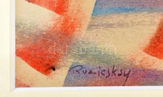 Ruzicskay György (1896-1993): Absztrakt kompozíció. Vegyes technika, papír, jelzett, 9,5x19,5 cm. De...