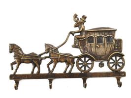 Réz akasztó, lovas postakocsi 22 cm