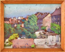Erdélyi jelzéssel: Városrészlet, 1958. Olaj, farost, fakeretben. 18x23,5 cm