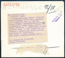 1966 Sváb bál, sajtófotó, a hátoldalon feliratozott, pecséttel jelzett, saroktöréssel, 14,5x13 cm