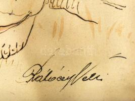 Olvashatatlan jelzéssel: Öreganyó. Tus, papír. Üvegezett, dekoratív, kissé sérült fakeretben. 19,5x1...