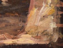 Olvashatlan jelzéssel, magyar festő, XX. sz. első fele: Napfényes utca. Olaj, karton. Hátoldalán aut...