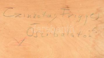 Czinkotay Frigyes (1932-2018): Őszi Balaton. Olaj, fa, jelzett, hátoldalán a művész autográf felirat...