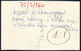 1975 Az MSZMP XI. kongresszusa, Benke Valéria, a Politikai Bizottság tagja (mögötte Leonyid Brezsnye...