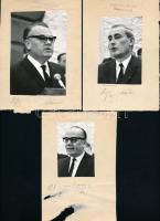 1970 Politikus portrék: Németh Károly, Pullai Árpád, Gáspár Sándor; 3 db sajtófotó, lapokra ragasztva, feliratozva, pecséttel jelzettek, 11x7,5 cm és 7x5 cm között