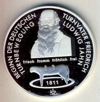 Németország DN "Friedrich Ludwig Jahn tornász" Ag 20,1g emlékérem T:PP