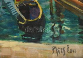 Pfilf Éva (1940-): Velencei részlet. Olaj, farost. Jelzett. 35,5x40 cm. Dekoratív fakeretben