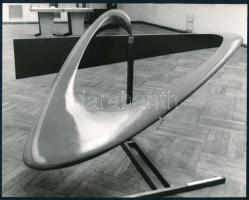 1970 Pán Márta szobrászművész és egy alkotása, 2 db sajtófotó, a hátoldalon feliratozva, pecséttel j...