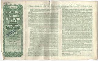Budapest 1924. "A Magyar Királyság 1924. évi államkölcsöne" kötvény 1000$-ról, bélyegzések...