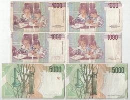 Olaszország 1985. 5000L (2x) + 1990. 1000L (4x) T:F
Italy 1985. 5000 Lire (2x) + 1990. 1000 Lire (4...