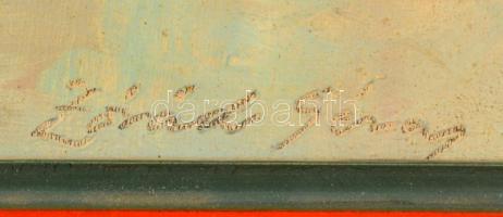 Zórád Géza (1886-1944): Paraszt ház a vízparton. Olaj, karton, jelzett, keretben, 17×25 cm