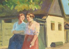 Zórád Géza (1896-1959): hírmondók. Olaj, vászon, jelzett. Dekoratív fakeretben. 55x68 cm