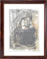 Olvashatatlan jelzéssel: Bányász, 2010. Pác, papír, jelzett, üvegezett fakeretben, 20,5x14 cm