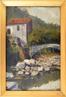 D Devetak jelzéssel: Balkáni táj. Olaj, karton. Fakeretben. 30x20 cm