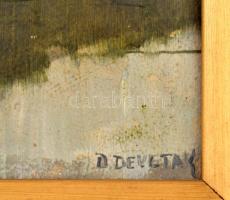 D Devetak jelzéssel: Balkáni táj. Olaj, karton. Fakeretben. 30x20 cm