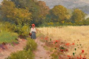 Zorkóczy Gyula (1873-1932): Hazafelé. Olaj, karton, jelzett. Dekoratív, sérült fakeretben, 25×35 cm