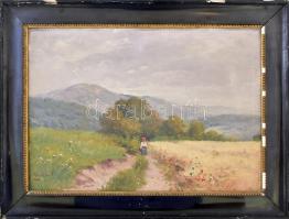 Zorkóczy Gyula (1873-1932): Hazafelé. Olaj, karton, jelzett. Dekoratív, sérült fakeretben, 25×35 cm