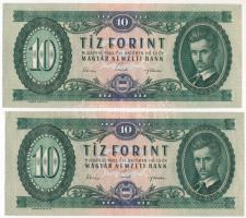 1962. 10Ft (2x) sorszámkövetők "A 958 185598 - A 958 185599" T:UNC,AU Adamo F6