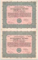 1925. Budapest "Magyar Királyság 5%-kal kamatozó Járadékkölcsön Államadóssági Kötvény" 500.000K-ról (2x) + 1.000.000K-ról (2x) T:F