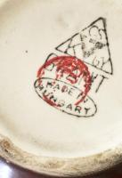 Gránit retro kerámia váza. Piros fekete, jelzett, hibátlan 22 cm