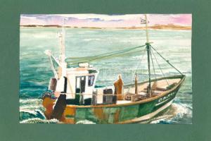 Csonka János (1947-2008), 3 db mű: Vízparti tájak és hajók. Akvarell, papír, mindegyik jelzett, pasz...