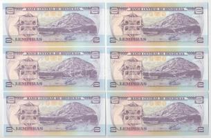 Honduras 2003. 2L (6x) közte közeli sorszámok T:UNC
Honduras 2003. 2 Lempiras (6x) with some close ...