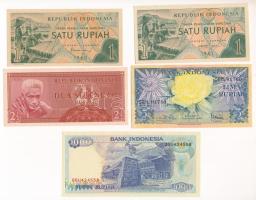 Indonézia 1956. 2 1/2R + 1959. 5R + 1960-1961. 1R (2xklf) + 1992. 1000R T:UNC Indonesia 1956. 2 1/2 Rupiah + 1959. 5 Rupiah + 1960-1961. 1 Rupiah (2xdiff) 1992. 1000 Rupiah C:UNC