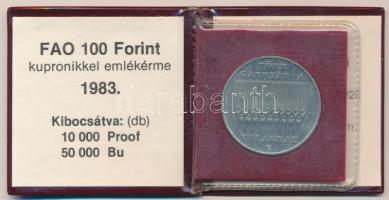1983. 100Ft Cu-Ni "FAO - Több gabonát a világnak" műbőr tokban, tanúsítvánnyal T:BU Adamo ...
