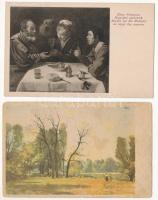 FESTMÉNYEK - 50 db régi múzeumi képeslap ragasztásnyomokkal / PAINTINGS - 50 pre-1945 museum postcards with gluemarks