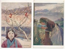 FESTMÉNYEK - 50 db régi múzeumi képeslap ragasztásnyomokkal / PAINTINGS - 50 pre-1945 museum postcar...