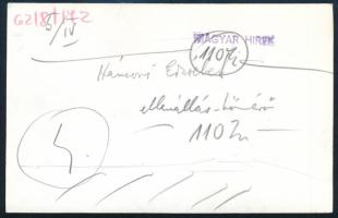 1962 Hámori Erzsébet: ellenállás-hőmérő, sajtófotó, a hátoldalon feliratozott, pecséttel jelzett, ki...