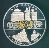 San Marino 2002. "Az Euro bevezetése" Ag 30,5g bicolor emlékérem T:PP