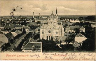 1904 Szolnok, látkép a zsinagógával. Kiadja Szigeti H. udvari fényképész (fl)