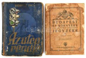 2 db könyv - Az utca rendje + Budapest és környéke, utcái, középületei és egyéb adatainak jegyzéke. Kiadói egészvászon és papírkötés, mindkettő viseltes állapotban.