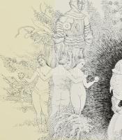 Ábrahám Rafael (1929-2014): Orrszarvúk tánca. Szitanyomat, papír, jelzett, számozott (31/100), 33×49...