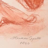 Huszár Gyula (?-): Fekvő női akt. Pasztell, papír, jelzett, felcsavarva, 30×43 cm