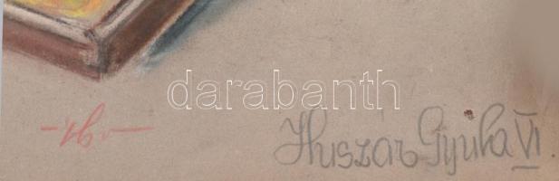 Huszár Gyula (?-): Bagoly. Pasztell, papír, jelzett, felcsavarva, 39,5×30,5 cm