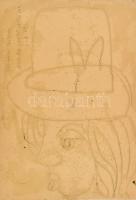 Csepeli Németh Miklós (1934-2012), kétoldalas mű: Női portré (hátoldalán kalapos portréja). Monotípi...