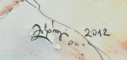 Zólyomi jelzéssel: Segesvár, Akvarell, tus, papír. Paszpartuban Jelzett. 30x23 cm