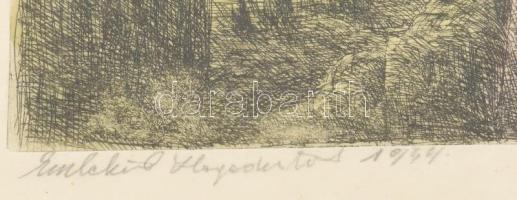 Olvashatatlan jelzéssel: Jézus. Színezett rézkarc, papír. Övegezett fakeretben. 13x21 cm