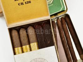 3 megkezdett doboz szivar, benne kubai is fa és fém dobozokkal
