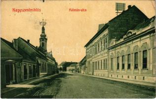 1912 Nagyszentmiklós, Sannicolau Mare; Kálmán utca. W.L. Bp. 2109. Wiener Náthán kiadása / street view (fa)