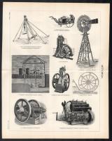 5 db melléklet a Révai Lexikonból - motorok és járművek