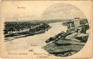 1901 Győr, Révfalu, látkép a Dunával. Kiadja Berecz Viktor