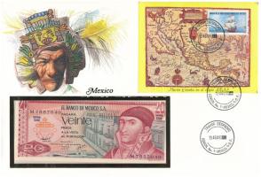 Mexikó 1977. 20P felbélyegzett borítékban, bélyegzéssel T:UNC Mexico 1977. 20 Pesos in envelope with stamp and cancellation C:UNC