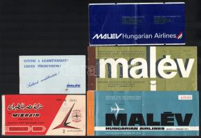 Vegyes repülőjegy tétel, közte több MALÉV, 5 db