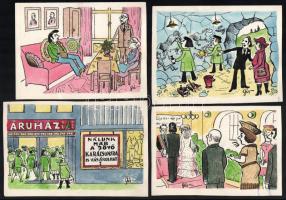 Szegő Gizi (1902-1985): Ludas Matyiban megjelent grafikák, karikatúrák vázlatai. 15 db. Vegyes techn...