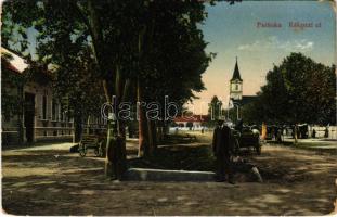 1914 Palánka, Bácspalánka, Backa Palanka; Rákóczi út, templom. Gruda Pál kiadása / street view, church (kopott sarkak / worn corners)