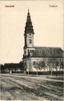 1911 Jánosfölde, Iohanisfeld; utca, templom. Bleyer József fényképészeti műintézet kiadása / church, street view (EK)